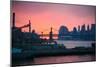 Downtown New York City Brooklyn Bridge Sunset Photo Print Poster-null-Mounted Poster