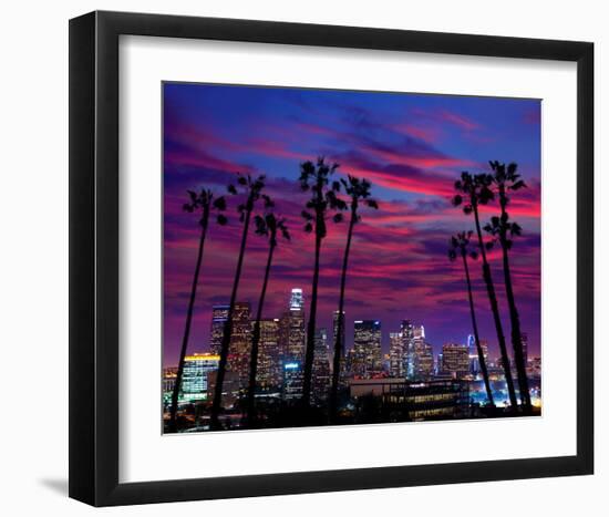 Downtown Night - Los Angeles-null-Framed Art Print