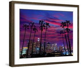 Downtown Night - Los Angeles-null-Framed Art Print