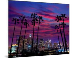 Downtown Night - Los Angeles-null-Mounted Art Print