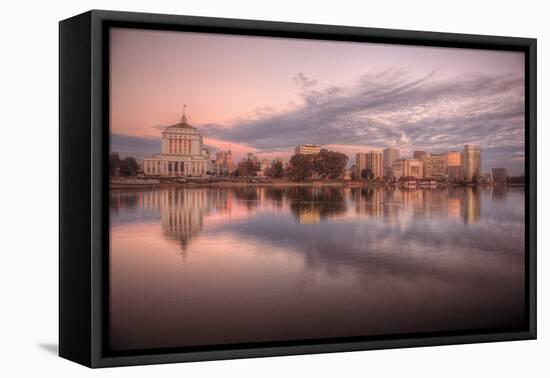 Downtown Oakland Reflection at Lake Merritt-Vincent James-Framed Stretched Canvas