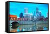 Downtown of Indianapolis-photo ua-Framed Stretched Canvas