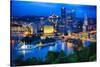 Downtown Pittsburgh Skyline at Night-George Oze-Stretched Canvas