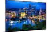 Downtown Pittsburgh Skyline at Night-George Oze-Mounted Photographic Print