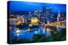 Downtown Pittsburgh Skyline at Night-George Oze-Stretched Canvas