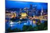 Downtown Pittsburgh Skyline at Night-George Oze-Mounted Photographic Print