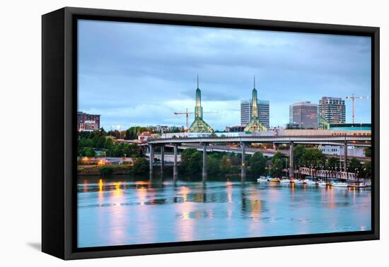 Downtown Portland Cityscape at the Night Time-photo ua-Framed Stretched Canvas