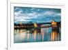 Downtown Portland Cityscape at the Night Time-photo ua-Framed Photographic Print