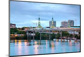 Downtown Portland Cityscape at the Night Time-photo ua-Mounted Photographic Print