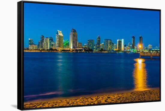 Downtown San Diego skyline from Coronado Island, California, USA-Mark A Johnson-Framed Stretched Canvas