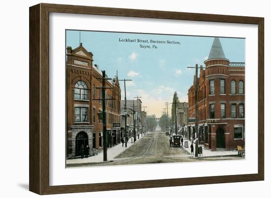 Downtown, Sayre, Pennsylvania-null-Framed Art Print