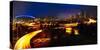 Downtown Seattle At Night with Freeways Passing Through-George Oze-Stretched Canvas