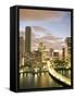 Downtown Skyline at Dusk, Miami, Florida, United States of America, North America-Angelo Cavalli-Framed Stretched Canvas