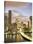 Downtown Skyline at Dusk, Miami, Florida, United States of America, North America-Angelo Cavalli-Stretched Canvas
