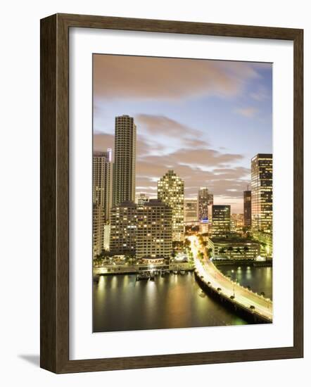 Downtown Skyline at Dusk, Miami, Florida, United States of America, North America-Angelo Cavalli-Framed Photographic Print