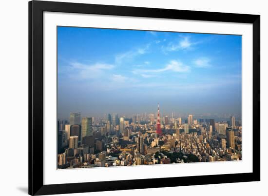 Downtown skyline dominated by Tokyo Tower, Tokyo, Japan-Keren Su-Framed Photographic Print