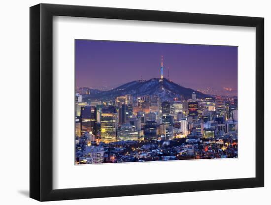 Downtown Skyline of Seoul, South Korea with Seoul Tower.-SeanPavonePhoto-Framed Photographic Print