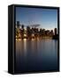 Downtown Skylines Lit Up at the Waterfront, Coal Harbor, Lost Lagoon, Vancouver, British Columbi...-null-Framed Stretched Canvas