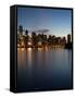 Downtown Skylines Lit Up at the Waterfront, Coal Harbor, Lost Lagoon, Vancouver, British Columbi...-null-Framed Stretched Canvas