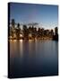 Downtown Skylines Lit Up at the Waterfront, Coal Harbor, Lost Lagoon, Vancouver, British Columbi...-null-Stretched Canvas