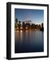 Downtown Skylines Lit Up at the Waterfront, Coal Harbor, Lost Lagoon, Vancouver, British Columbi...-null-Framed Photographic Print