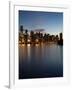 Downtown Skylines Lit Up at the Waterfront, Coal Harbor, Lost Lagoon, Vancouver, British Columbi...-null-Framed Photographic Print