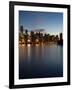 Downtown Skylines Lit Up at the Waterfront, Coal Harbor, Lost Lagoon, Vancouver, British Columbi...-null-Framed Photographic Print