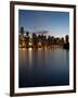 Downtown Skylines Lit Up at the Waterfront, Coal Harbor, Lost Lagoon, Vancouver, British Columbi...-null-Framed Photographic Print