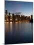 Downtown Skylines Lit Up at the Waterfront, Coal Harbor, Lost Lagoon, Vancouver, British Columbi...-null-Mounted Photographic Print