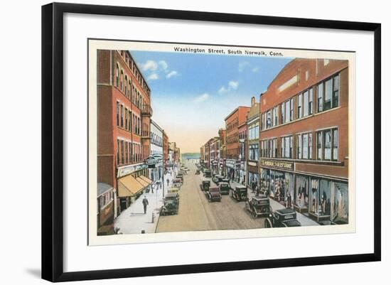 Downtown, South Norwalk, Connecticut-null-Framed Art Print