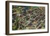 Downtown Spokane from the air - Spokane, WA-Lantern Press-Framed Art Print