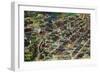 Downtown Spokane from the air - Spokane, WA-Lantern Press-Framed Art Print