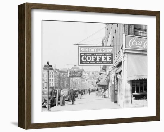 Downtown street in New Orleans, Louisiana, 1935-Walker Evans-Framed Photographic Print