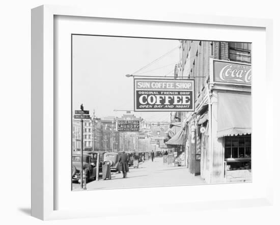 Downtown street in New Orleans, Louisiana, 1935-Walker Evans-Framed Photographic Print