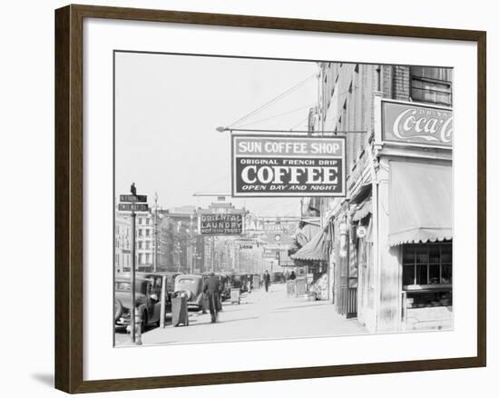 Downtown street in New Orleans, Louisiana, 1935-Walker Evans-Framed Photographic Print