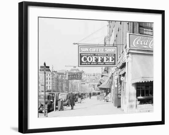 Downtown street in New Orleans, Louisiana, 1935-Walker Evans-Framed Photographic Print