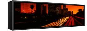 Downtown Traffic at Night, Los Angeles, California-null-Framed Stretched Canvas