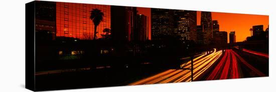 Downtown Traffic at Night, Los Angeles, California-null-Stretched Canvas