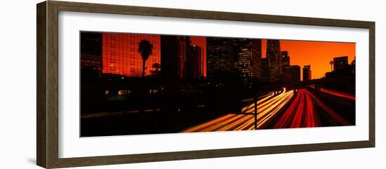 Downtown Traffic at Night, Los Angeles, California-null-Framed Photographic Print