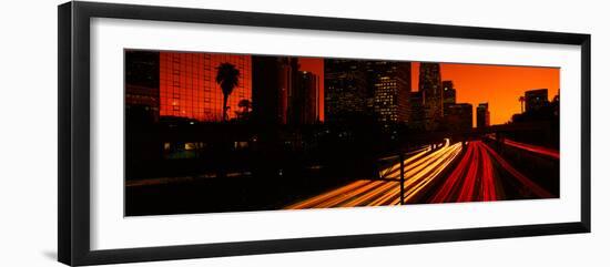 Downtown Traffic at Night, Los Angeles, California-null-Framed Photographic Print