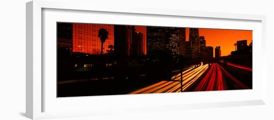 Downtown Traffic at Night, Los Angeles, California-null-Framed Photographic Print