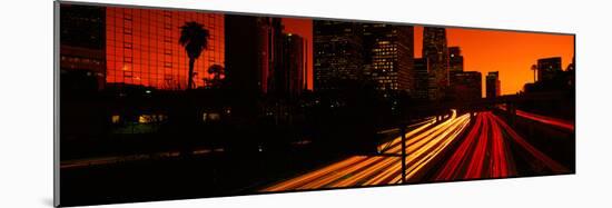 Downtown Traffic at Night, Los Angeles, California-null-Mounted Photographic Print