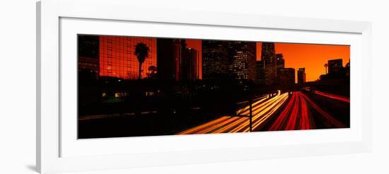 Downtown Traffic at Night, Los Angeles, California-null-Framed Photographic Print