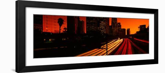 Downtown Traffic at Night, Los Angeles, California-null-Framed Photographic Print