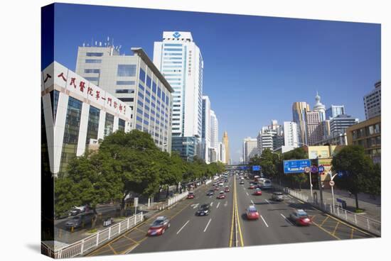 Downtown Traffic, Shenzhen, Guangdong, China, Asia-Ian Trower-Stretched Canvas