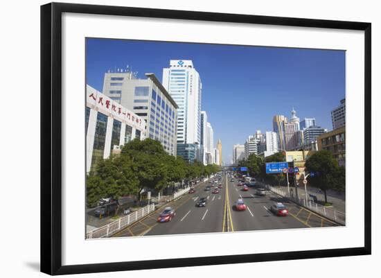 Downtown Traffic, Shenzhen, Guangdong, China, Asia-Ian Trower-Framed Photographic Print