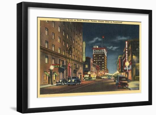 Downtown Tucson, Arizona at Night-null-Framed Art Print