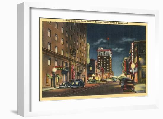 Downtown Tucson, Arizona at Night-null-Framed Art Print