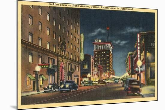 Downtown Tucson, Arizona at Night-null-Mounted Premium Giclee Print