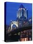 Downtown View from Allegheny Landing by 6th Street Bridge, Pittsburgh, Pennsylvania-Walter Bibikow-Stretched Canvas